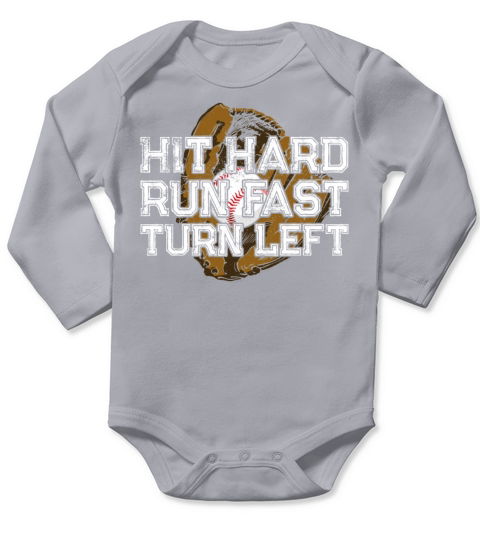 Baseball Fan Vintage Hit Hard Run Long Sleeve Baby One-Piece