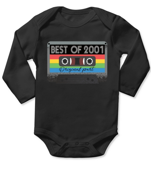 Best Of 2001 Vintage Cassette Retro Birthday Long Sleeve Baby One-Piece