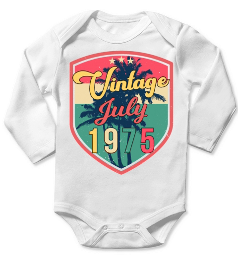 Born In July 1975 Long Sleeve Baby One-Piece
