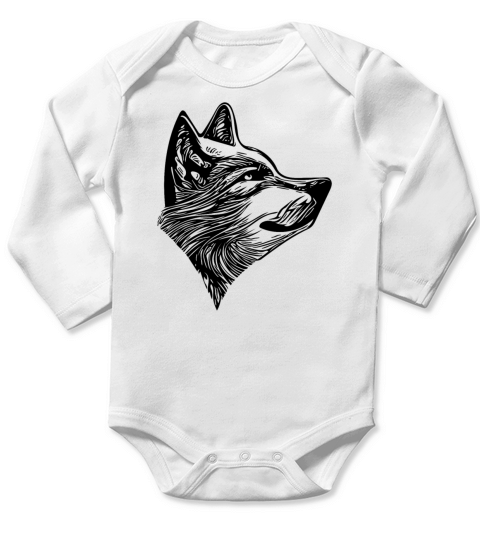 Elegant Vintage Wolf Portrait Long Sleeve Baby One-Piece