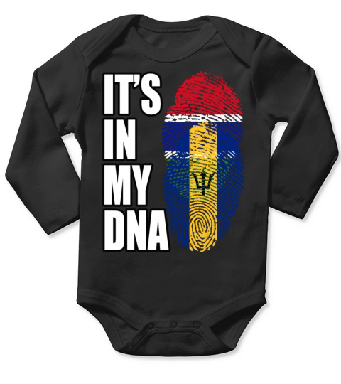 Gambian And Barbadian Mix Heritage DNA Flag Long Sleeve Baby One-Piece