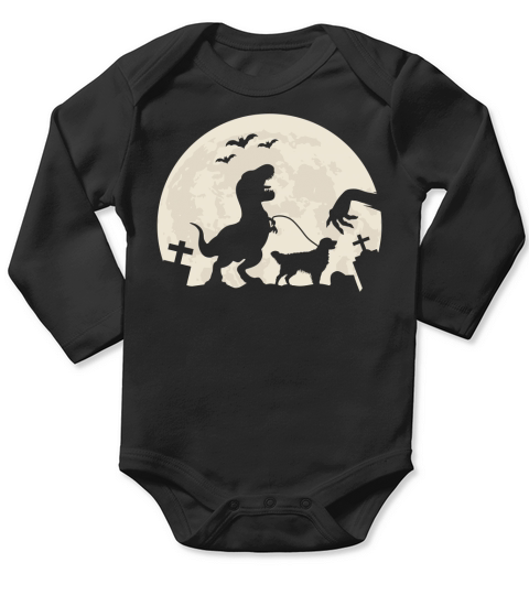 Golden Retriever Dinosaur Moon Funny Halloween Long Sleeve Baby One-Piece