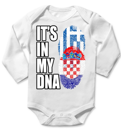Greek And Croatian Mix Heritage DNA Flag Long Sleeve Baby One-Piece