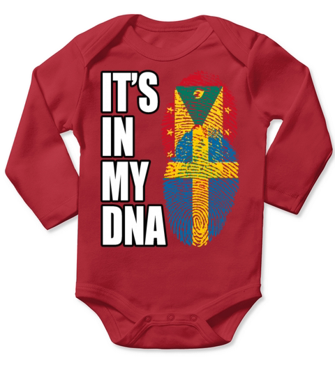 Grenadian And Swedish Mix Heritage DNA Flag Long Sleeve Baby One-Piece
