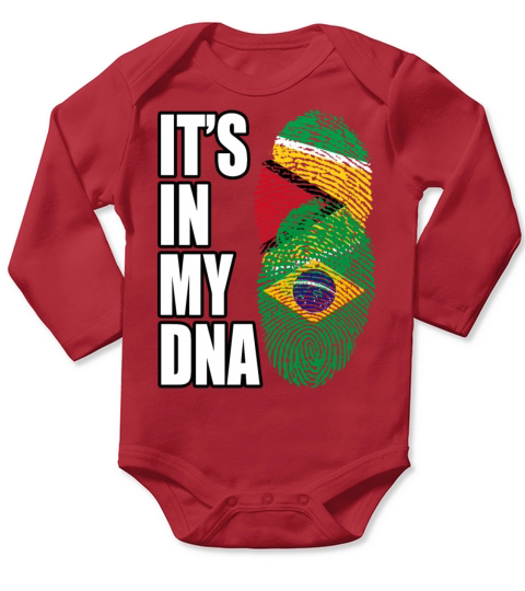 Guyanese And Brazilian Mix Heritage DNA Flag Long Sleeve Baby One-Piece