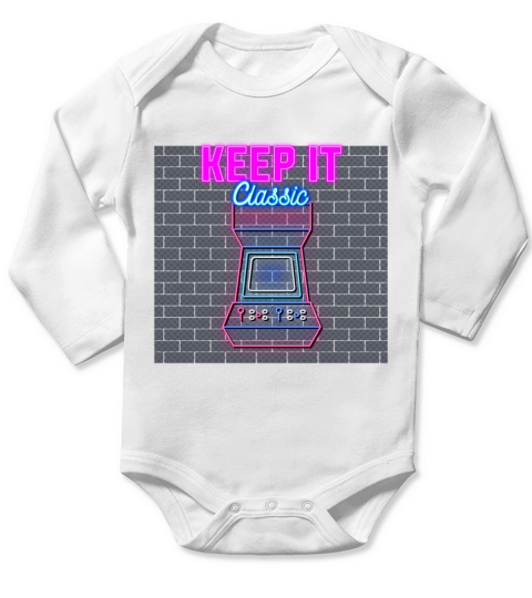 Keep It Classic - Retro 90s Arcade Games Long Sleeve Baby One-Piece