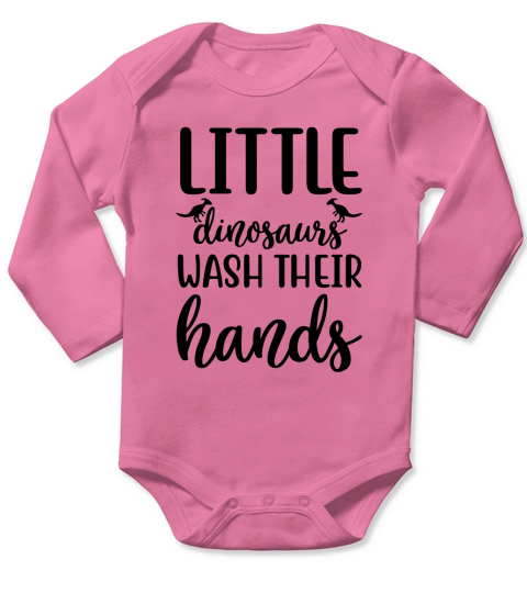 Little dinosaurs wash their hands Long Sleeve Baby One-Piece