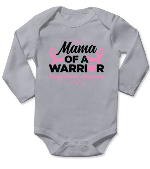 Mama Of A Warrior Pink Ribbon - Breast Cancer Long Sleeve Baby One-Piece
