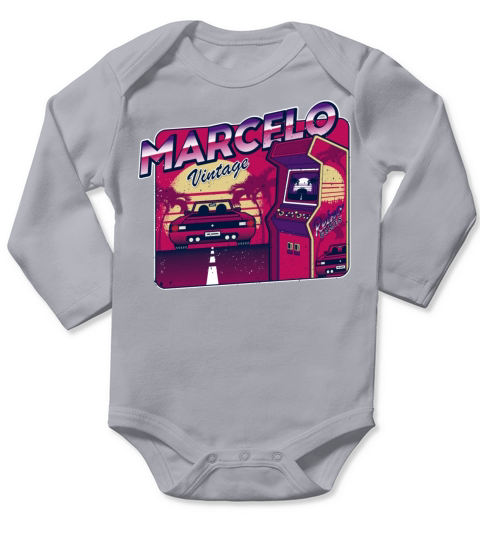 Marcelo - Personalized Vintage Gamer 80s 90s Long Sleeve Baby One-Piece