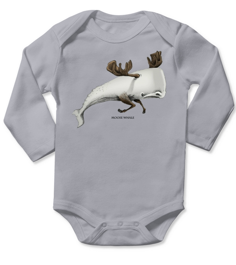 Moose Whale Long Sleeve Baby One-Piece