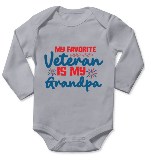 My Favorite Veteran Is My Grandpa Long Sleeve Baby One-Piece