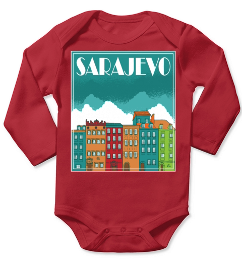 Sarajevo Landscape Vintage Art Long Sleeve Baby One-Piece