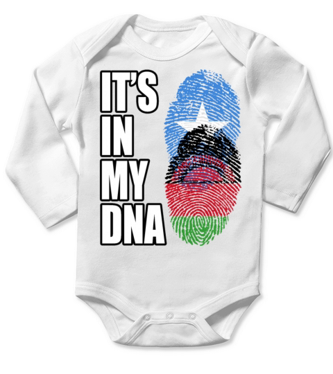 Somali And Malawian Vintage Heritage DNA Flag Long Sleeve Baby One-Piece