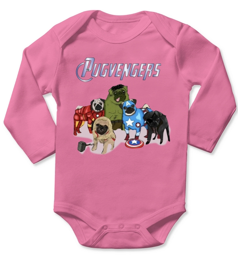 The Pugvengers Long Sleeve Baby One-Piece