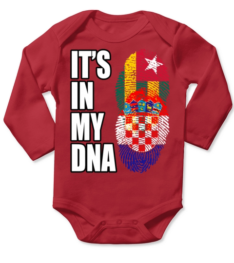 Togolese And Croatian Mix Heritage DNA Flag Long Sleeve Baby One-Piece