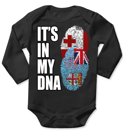 Tongan And Fijian Mix Heritage DNA Flag Long Sleeve Baby One-Piece