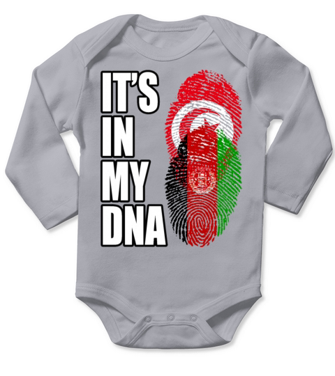 Tunisian And Afghanistan Mix Heritage DNA Flag Long Sleeve Baby One-Piece