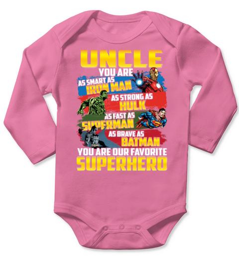 Uncle- Superhero Long Sleeve Baby One-Piece