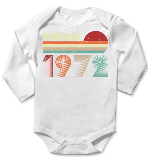 Vintage 1972 Men Women 50 Years Old 50th Birthday Long Sleeve Baby One-Piece