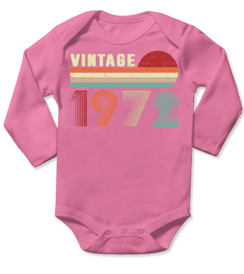 Vintage 1972 Men Women 50 Years Old 50th Birthday Long Sleeve Baby One-Piece