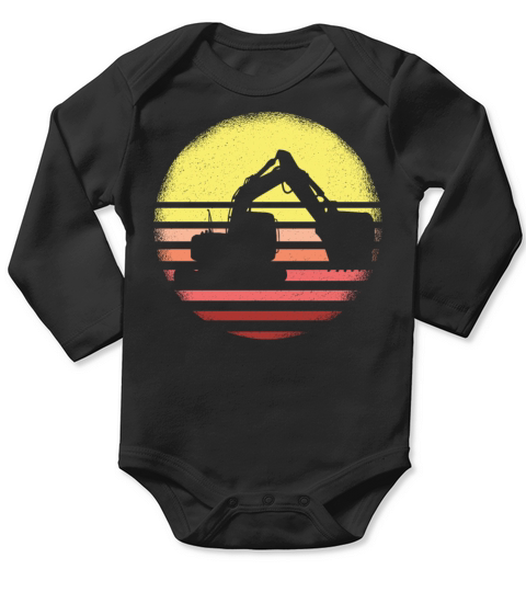 Vintage Retro Excavator Long Sleeve Baby One-Piece