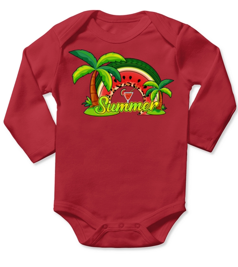 Watermelon Rainbow Summer Sublimation Long Sleeve Baby One-Piece