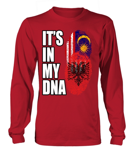 Malaysian And Albanian Mix Heritage DNA Flag Long sleeved Unisex