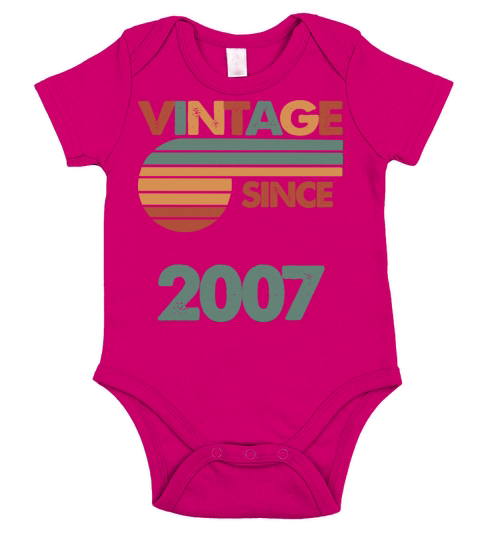 15th Vintage Birthday 2007 Short Sleeve Baby One-Piece