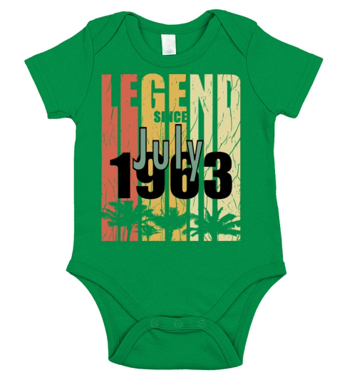 Birth Month July 1963 Vintage Short Sleeve Baby One-Piece