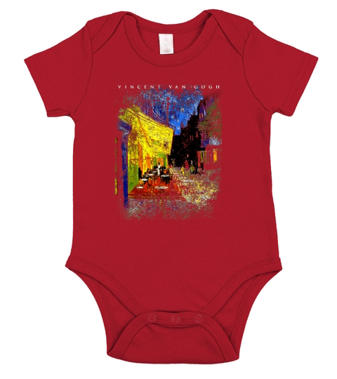 Cafe Terrace at Night Van Gogh T-Shirt Short Sleeve Short Sleeve Baby One-Piece