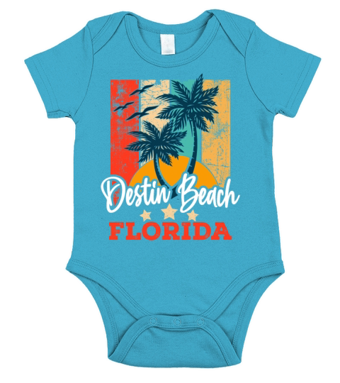 Destin Beach Vibes Florida Summer Vintage Sunset Short Sleeve Baby One-Piece
