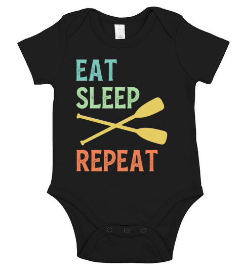 Eat Sleep Paddle Repeat Vintage Canoe Kayak Short Sleeve Baby One-Piece