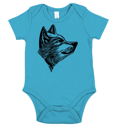 Elegant Vintage Wolf Portrait Short Sleeve Baby One-Piece