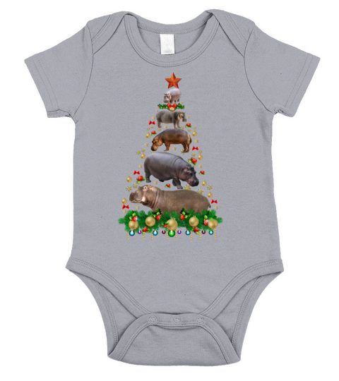 Hippo Christmas Tree Short Sleeve Baby One-Piece