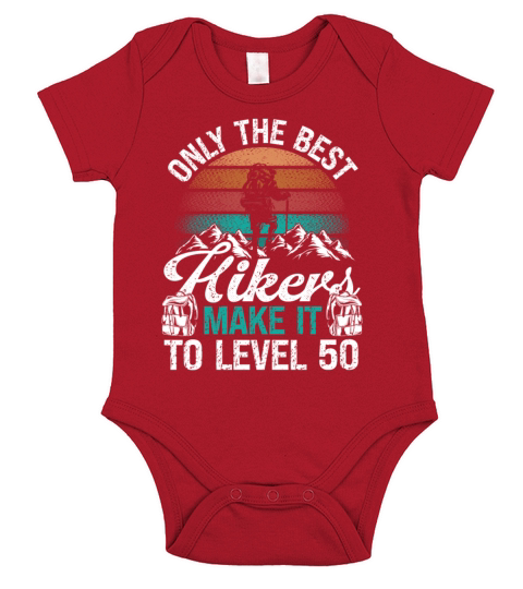 Level 50 Year Old Hiker Vintage 50th Birthday Short Sleeve Baby One-Piece