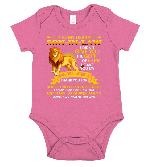 Lion to my dear son in law give you gift life gorgeous daughter shirt Short Sleeve Baby One-Piece