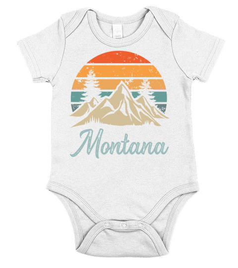Montana Retro Vintage Mountain Sunset Outdoors Wil Short Sleeve Baby One-Piece