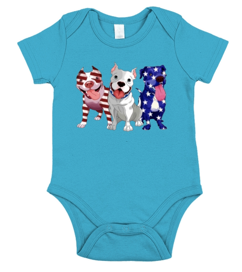 Pitbull American Flag 4th Of July Day Pitbull Lovers shirt Short Sleeve Baby One-Piece