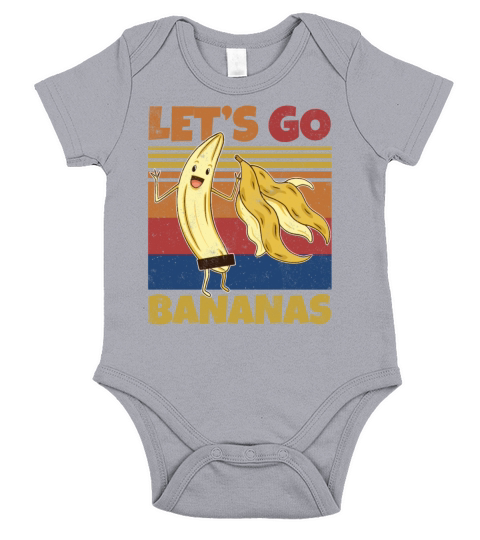 Retro Lets Bananas Funny Stripped Banana Short Sleeve Baby One-Piece