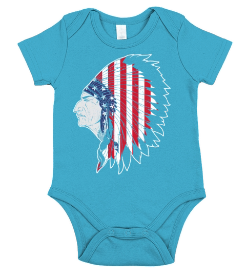 US Flag Native American Chief Traditional Indian Short Sleeve Baby One-Piece