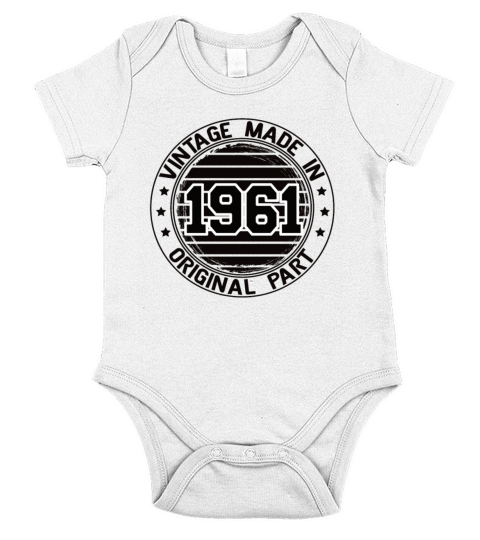 Vintage Made In 1961 Original Part Birthday 1961 Short Sleeve Baby One-Piece