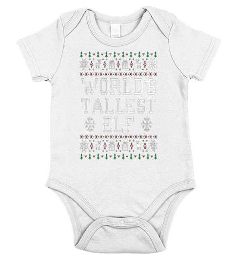 worlds tallest elf ugly Christmas sweater t-shirt Short Sleeve Baby One-Piece