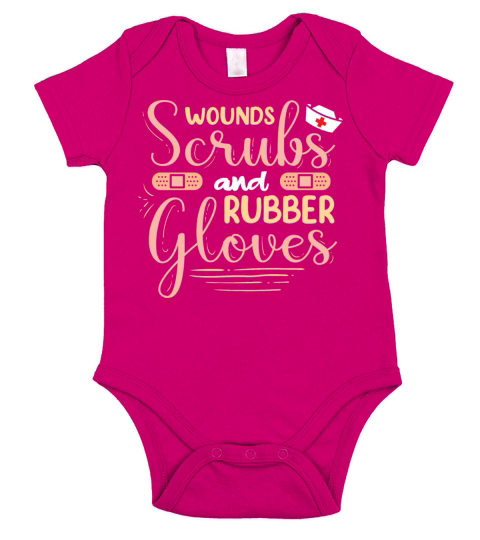 Wounds Scrubs Rubber Gloves Funny Nurse Wound Care Short Sleeve Baby One-Piece