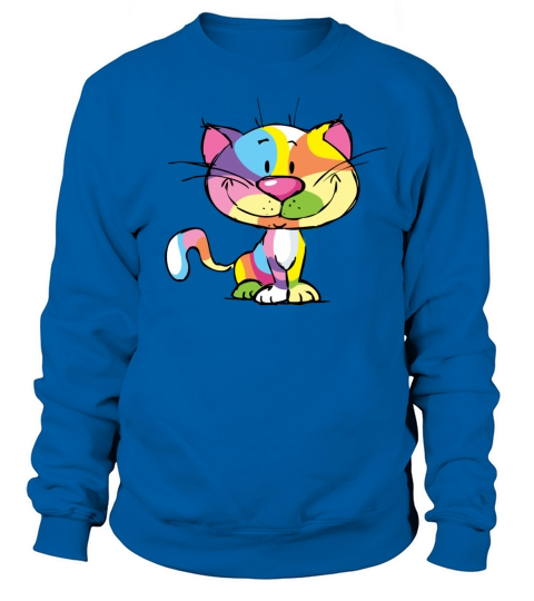Cute Kitty Cartoon Colorful Pop Art Design Sweatshirt Unisex