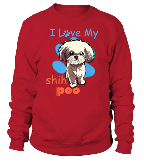 Official I Love My Shih Poo Best Dog Lover Paw Print Christmas shirt Sweatshirt Unisex