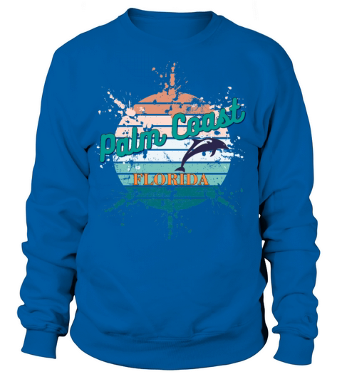 Palm Coast Florida Retro Vintage Exploding Sunset Sweatshirt Unisex