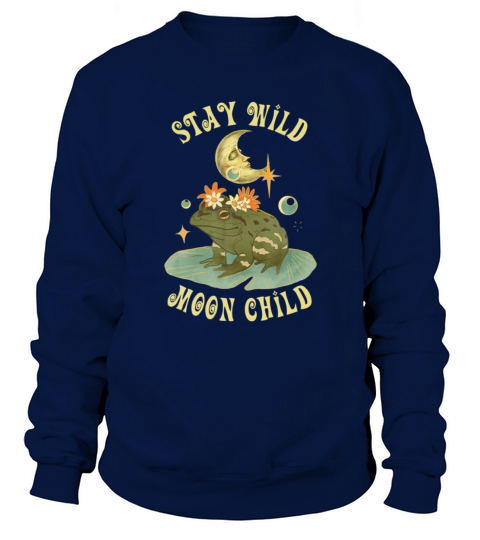 Womens Vintage Cottage Core Moon Child Frog Fall Sweatshirt Unisex
