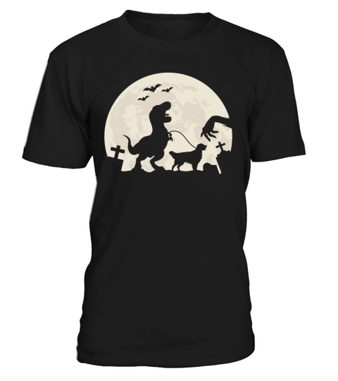 Golden Retriever Dinosaur Moon Funny Halloween T-Shirt Unisex
