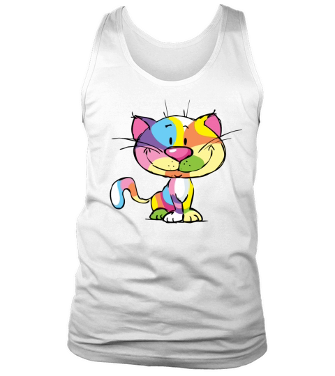 Cute Kitty Cartoon Colorful Pop Art Design Tank Top Unisex