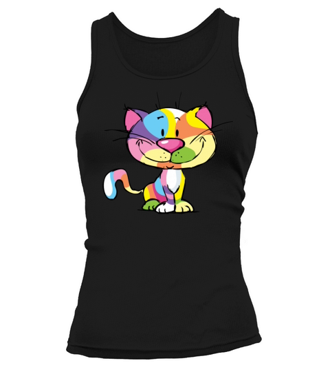 Cute Kitty Cartoon Colorful Pop Art Design Tank top Woman